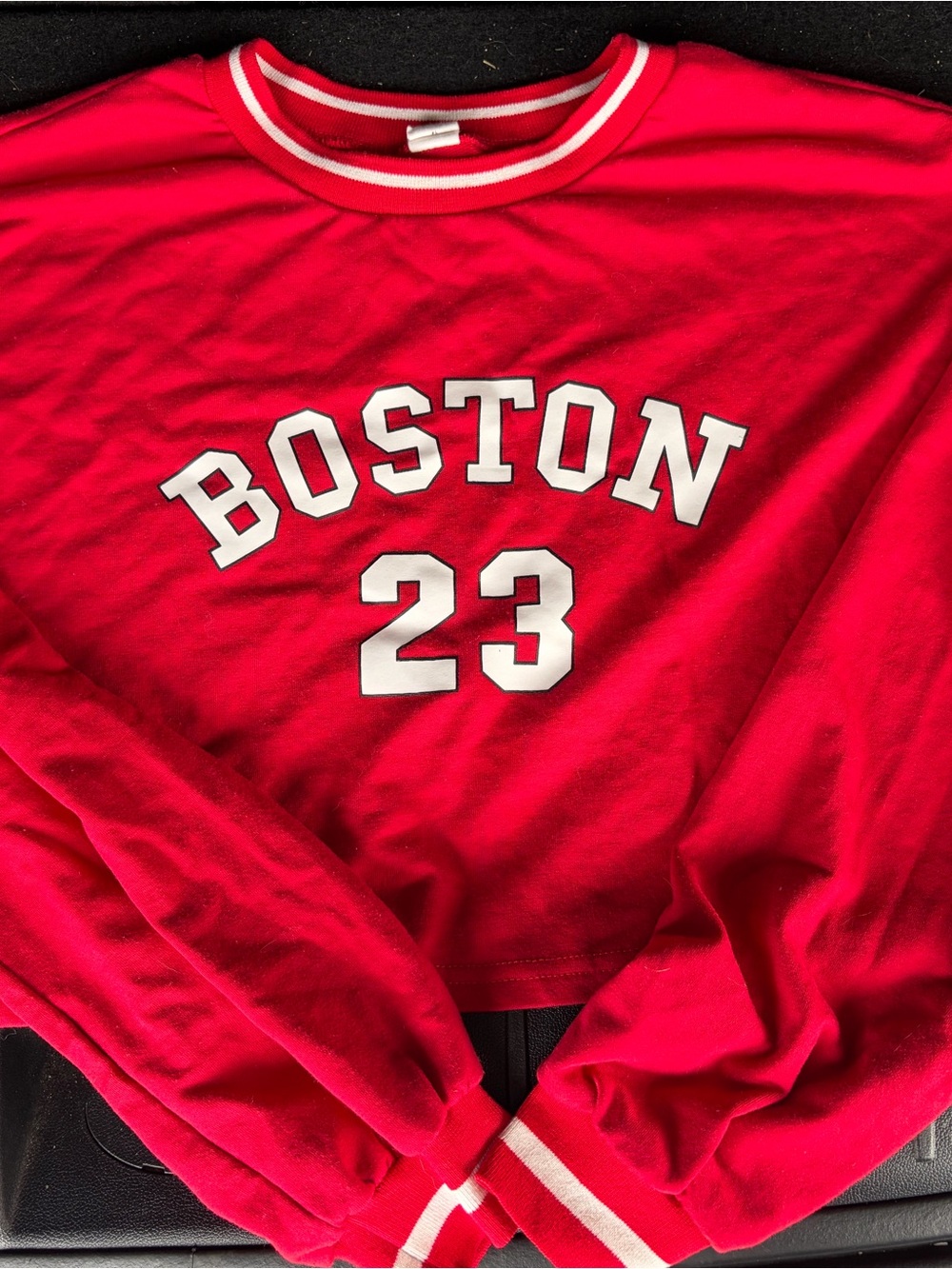 SHEIN Red Crewneck 'Boston 23' Lightweight Sweatshirt